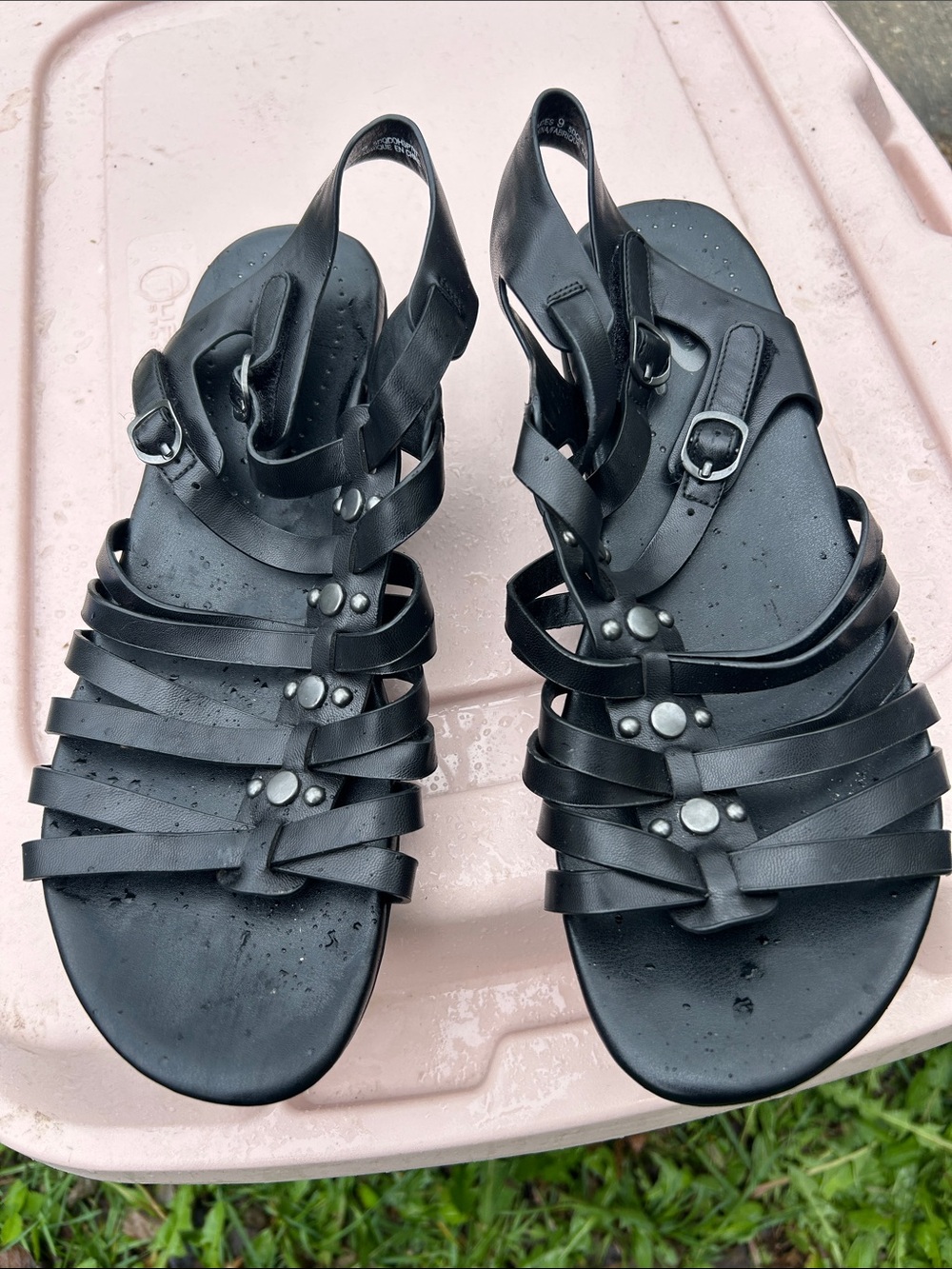 Denver Hayes Black Strappy Gladiator-Style Women's Sandals